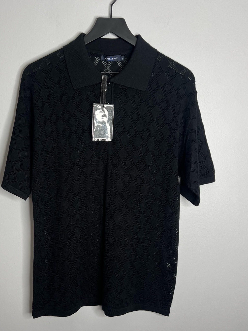 Barabas Knit Polo Shirt Mens Small Black NWT